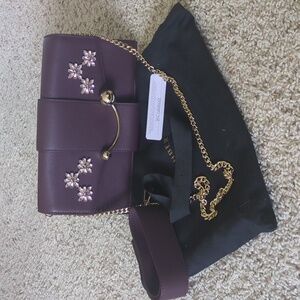 NWOT Strathberry Mini Crescent - Maroon and crystals